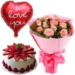 buy anniversary cake flowers with balloon to vietnam