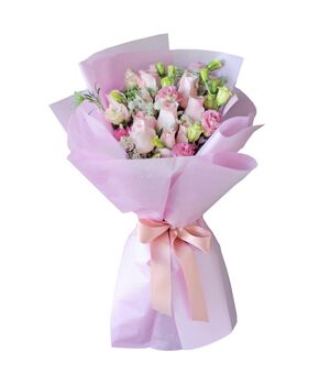 send 12 pink roses in bouquet to vietnam