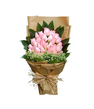 three dozen pink roses bouquet to vietnam