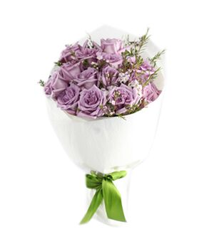 two dozen purple roses with flowers fillers to vietnam