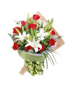 9 red roses with 3 white lilies send to vietnam