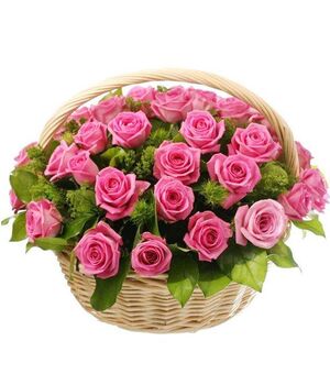 24 Pcs. Pink Color Roses in Basket