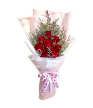 10 pcs. Red Color Roses in Bouquet