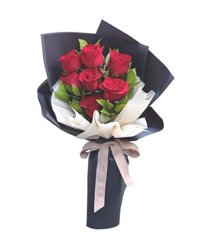 6 pcs. Red Color Roses in Bouquet