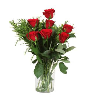 7 pcs. Red Color Roses in Vase