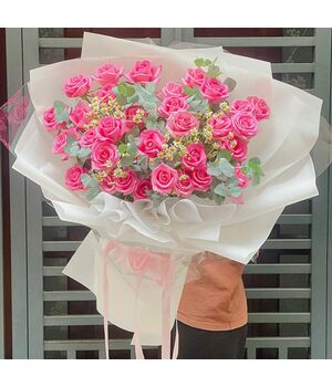 send 36 pink roses bouquet to vietnam