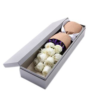 one dozen white roses in box to vietnam