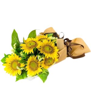 charming 5 pcs sunflower bouquet to vietnam