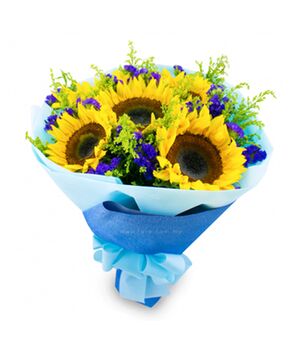 five pcs sunflower bouquet to vietnam