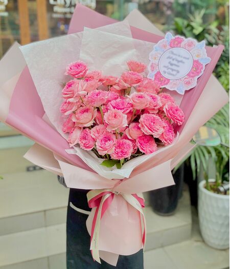 send 36 pink roses bouquet to vietnam